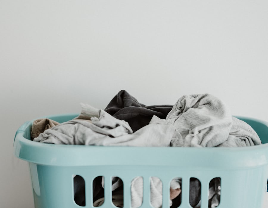 Neatly folded laundry ready for pickup