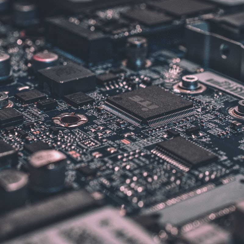 Close-up of a motherboard under the diagnostic scope