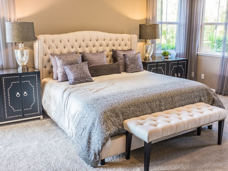A styled bedroom corner with thrifted decor